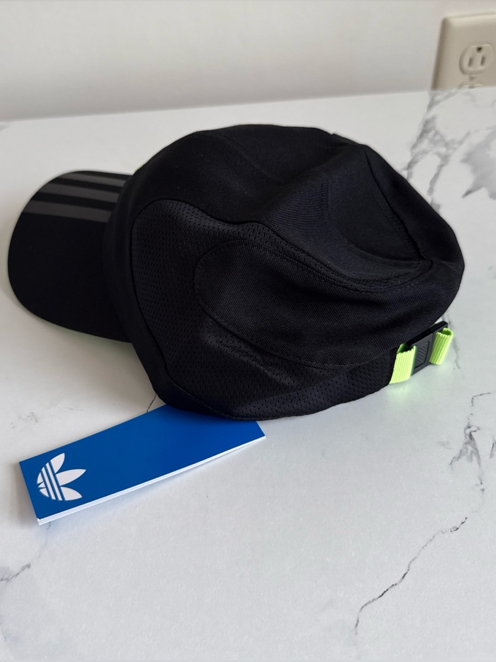 adidas Black Kids Cap with Neon Green Trefoil - Picture 7 of 7
